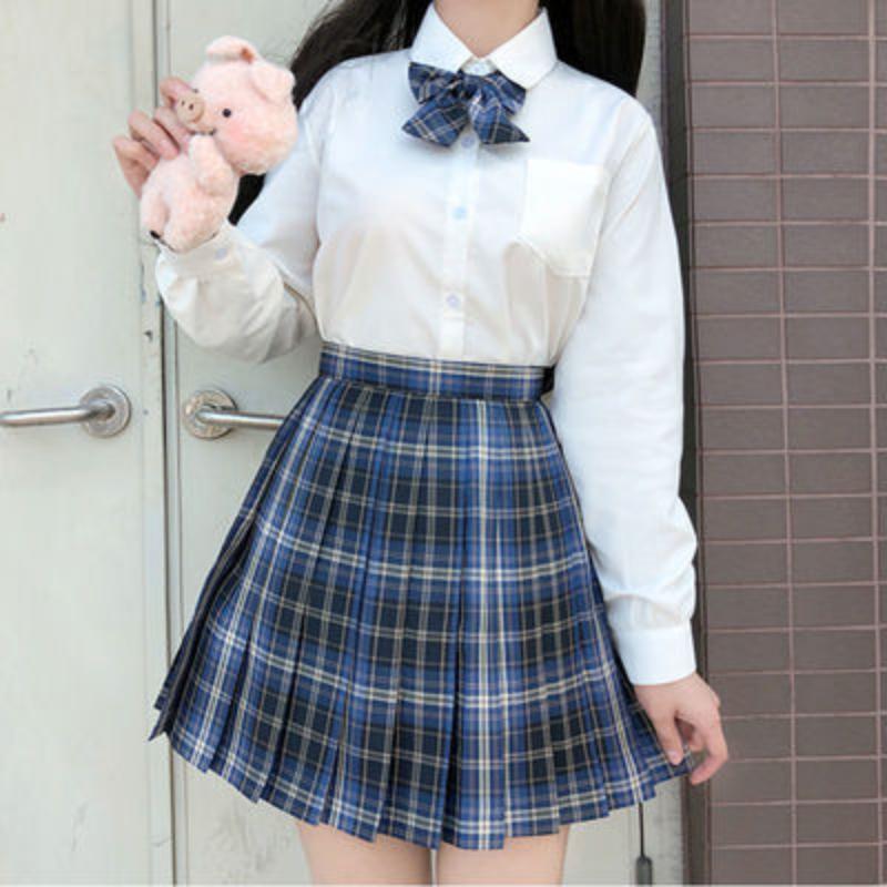 Pleated Harajuku Preppy Style Summer Women Skirt Plaid Kawaii Y2K High Waist Dance Bow Skirt Mini Cute Japanese School Uniforms