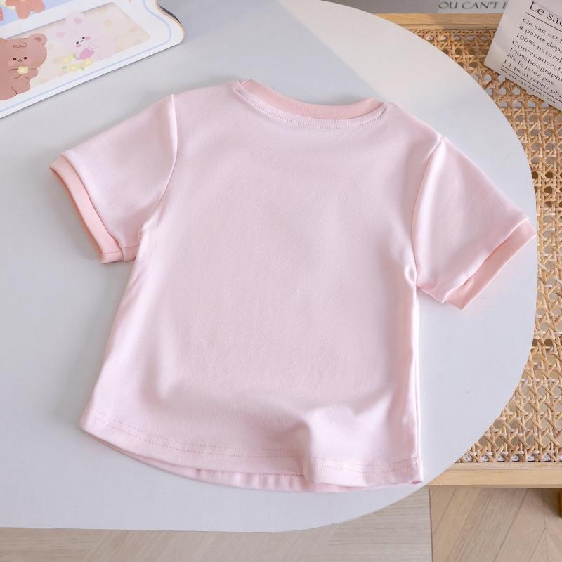 Girls T-shirts Summer Children Cotton Short Sleeve Tops For Baby Girl Sweetly Clothes Kids Sports Outerwear Pullover Tee