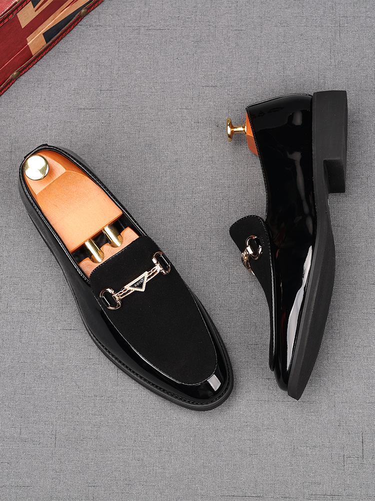 Fashion Men's Pointed Suede Leather Mixed Slip On Flats Shoes Male Designer Driving Loafers Homecoming Wedding Dress Zapatillas Hombre