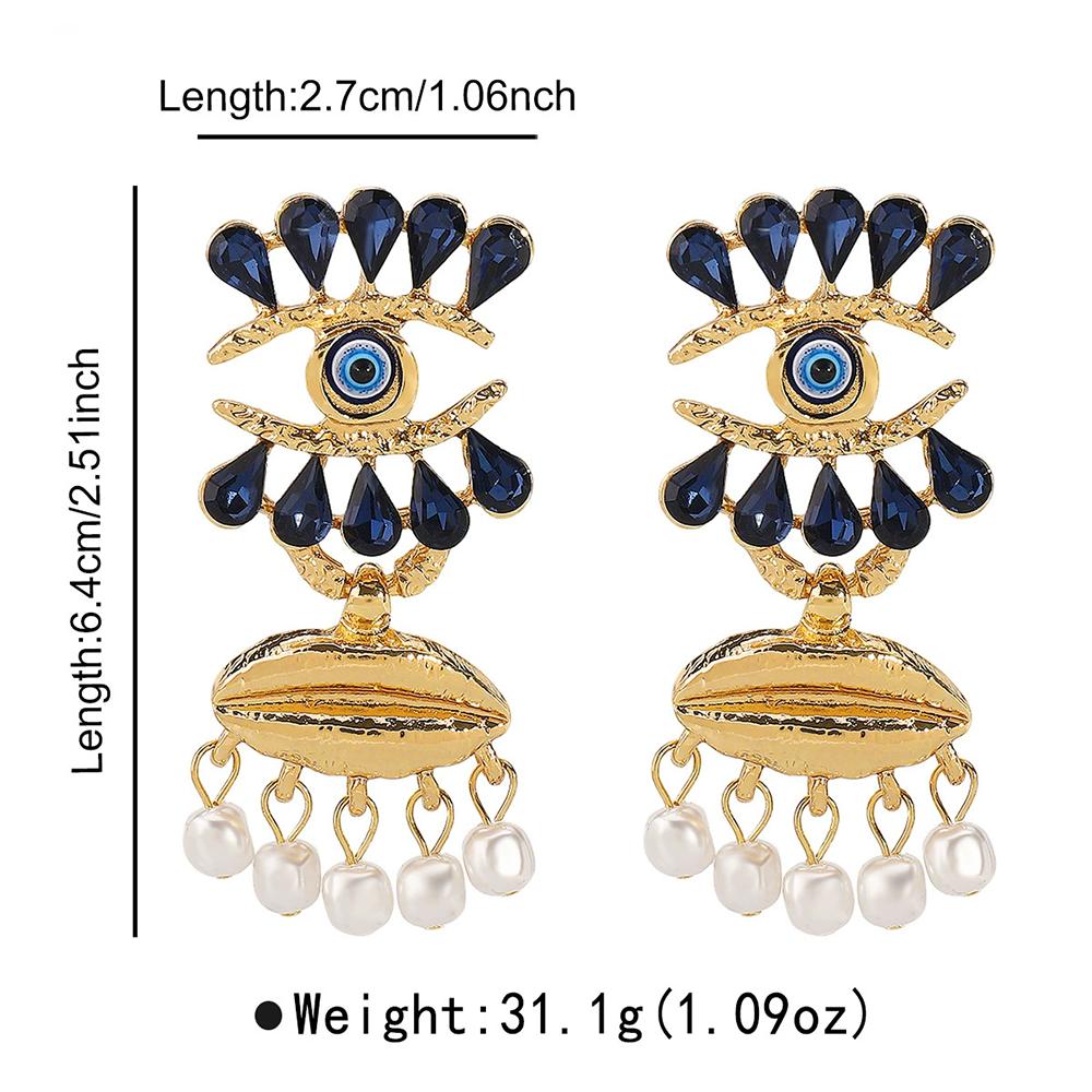 New eye Alloy Diamond-Encrusted Oil Stud Earrings Fashionable Creative Retro And Light Luxury Earrings Women Jewelry Accessories