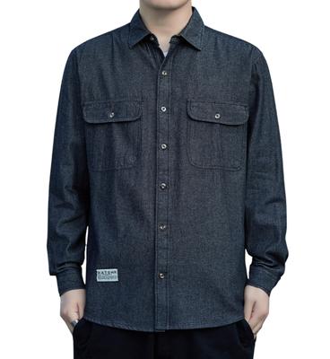 Azul Mar Long Sleeve Denim Regular Solid Perfect for and Fall Black Men's Shirt, Size, Soft, Color, Casual, Work, Wear, Wrinkle-Resistant,