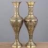 Antique Metal Vases with Embossed Geometric Pattern Dried Flower Arrangements Container for Table Centerpieces Decors