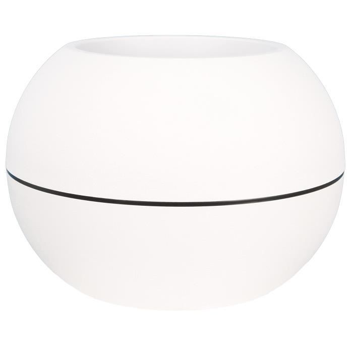 RIVIERA GRANIT BOULE Round Flower Box - Plastic - Diameter 40 Cm - White
