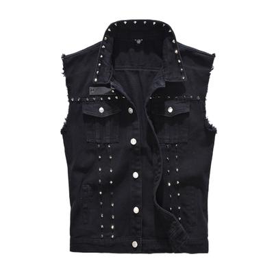 Gilet in denim strappato da uomo autunnale e invernale, gilet in denim da biker