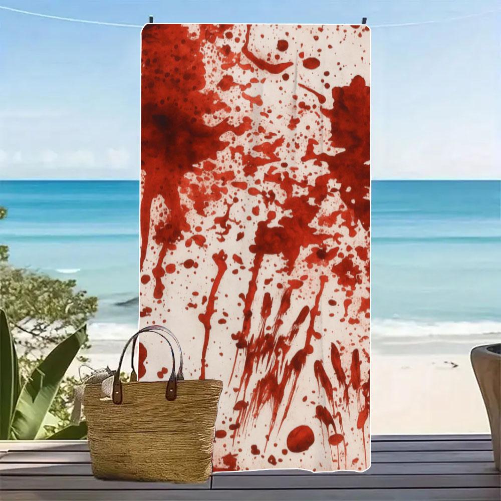 Halloween Horror Blood Splatter Soft Absorbent Pool Towel, Sand-proof Swimming Towel, Beach Essentials, Travel Supplies 7.23