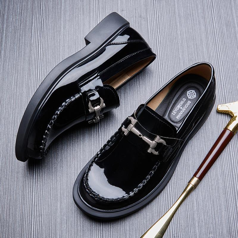 Men'S Soft-Soled One-Pedal Leather Shoes, Business Casual Men'S Shoes, Trendy Loafers, Soft Leather, Trendy Bright Leather Shoes, Men'S