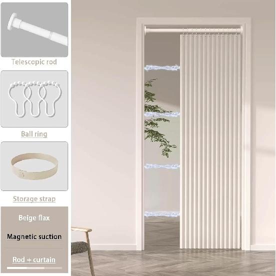 Blackout Accordion Style Magnetic Screen Door 100x230cm/39.4x90.6in for Closet Pleated Folding Doorway Curtain Accordion Door Interior Room Divider