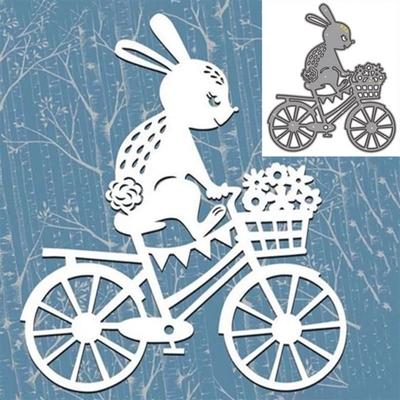 A Rabbit On A Bike Metal Steel Cutting Dies Stencils Scrapbooking Craft Die 3D DIY Festival Card Making