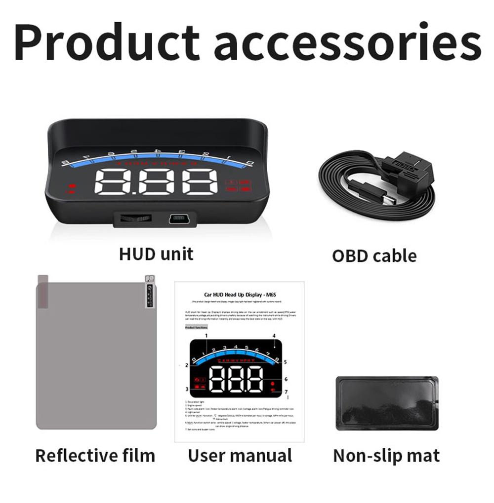 OBD HUD M6S OBD2 Head Up Display Digital Car Windshield Projector Speedometer on Car Glass Auto Accessories On-board Computer