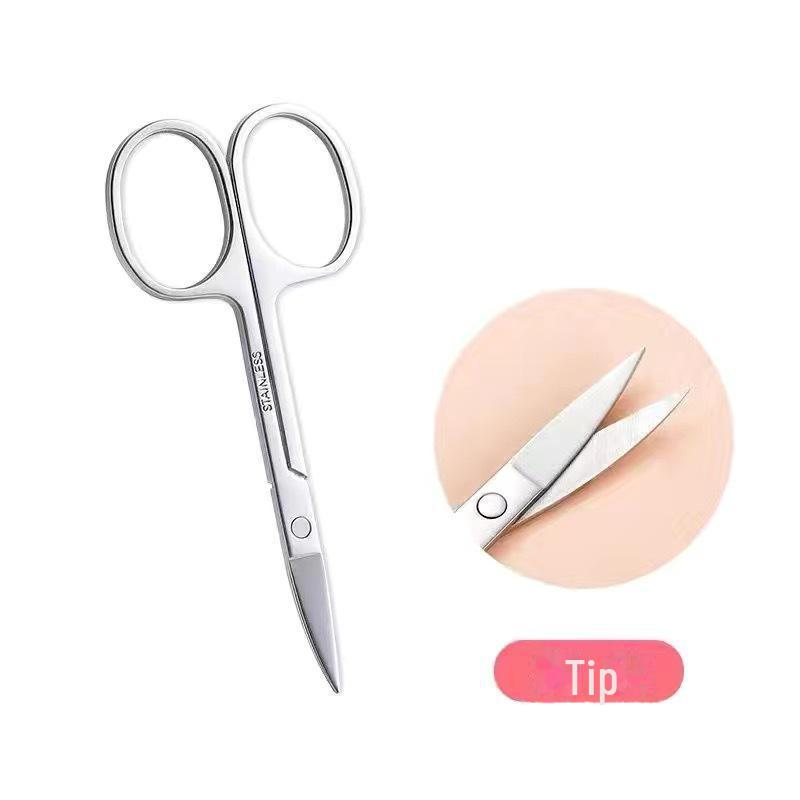 Foarfece portabile negre pentru tuns nas și sprâncene - foarfece pentru machiaj și barbă cu cap rotund, instrument de frumusețe.