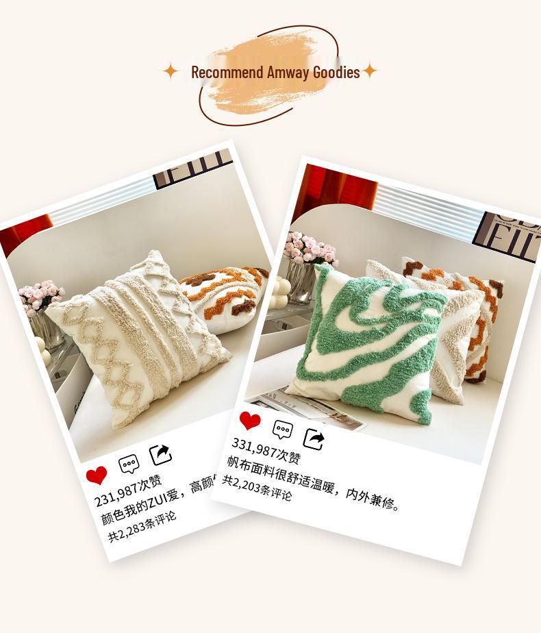 Bohemian Tassel Embroidered Throw Pillow for Living Room Sofa