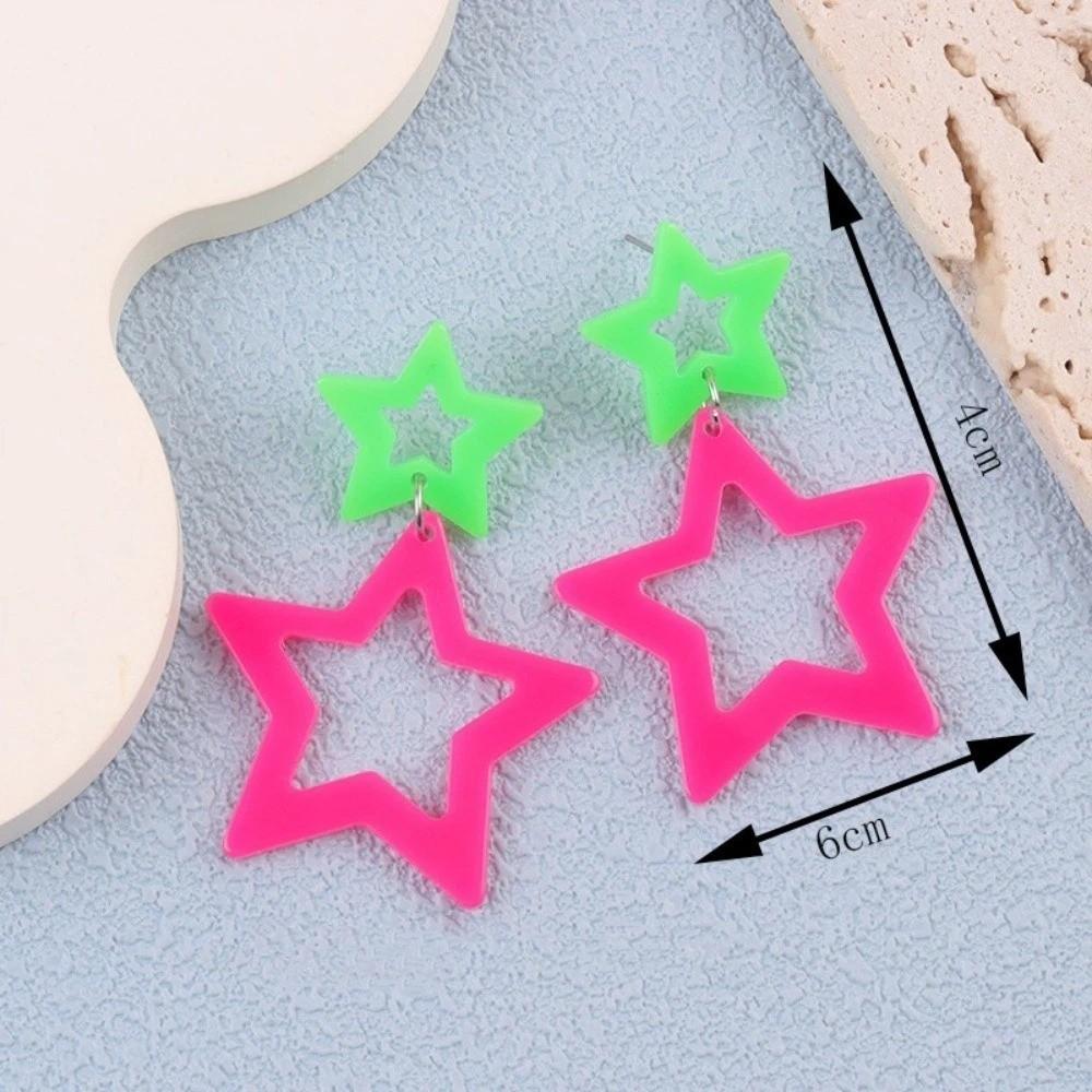 Y2K Star Pendant Earrings Geometric Pentagram Hollow Star Earrings Geometric Earrings  Daily Wear
