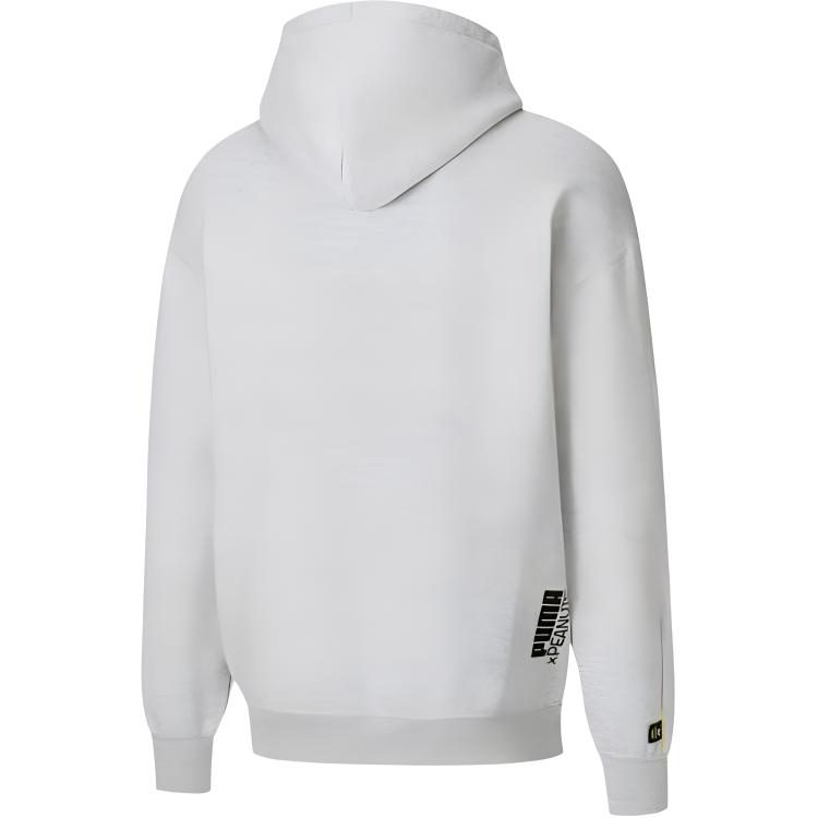 Puma Peanuts Print Fleece-Lined Hoodie Men Tops Grey 530614-04