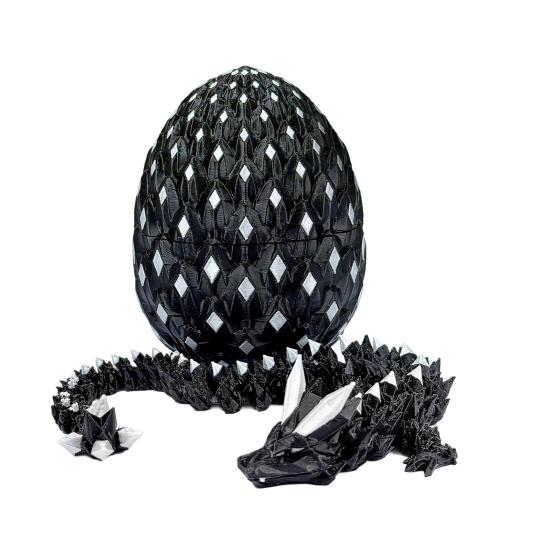 3D Printed Dragon Egg Figurine Movable Joints Luminous Loong Figure Fidget Toy Dragon Egg with Articulated Dragon Inside Decoration Ornament