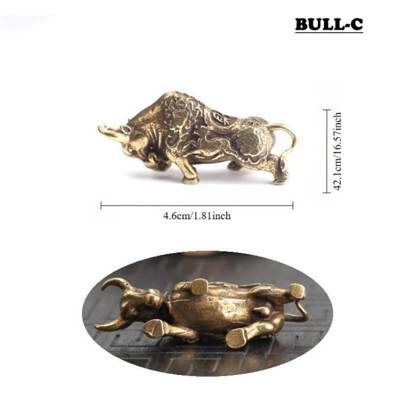 

1PC міні портативний вінтажний латунь Волл-стріт бик брелок Орнамент статуя домашній офіс стіл прикраса Орнамент ручна іграшка подарунок C