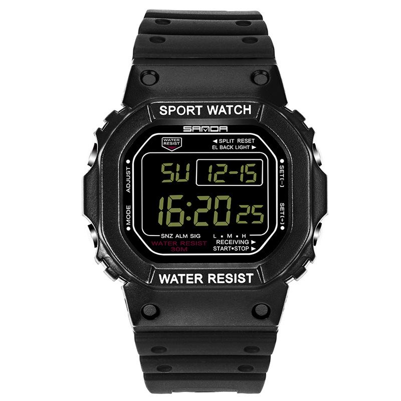 Sanda Square Multifunctional Waterproof Luminous Sports Watch for Men & Women - Fashionable Student Wristwatch