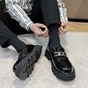 mens fashion wedding party dress shoes slip-on patent leather oxfords shoe black stylish platform loafers gentleman footwear man