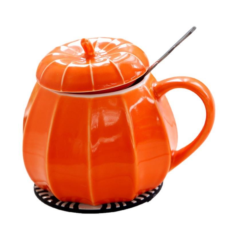 Ceramic With Lid Ceramic Water Cup Halloween Gift Gift Pumpkin Mug Print