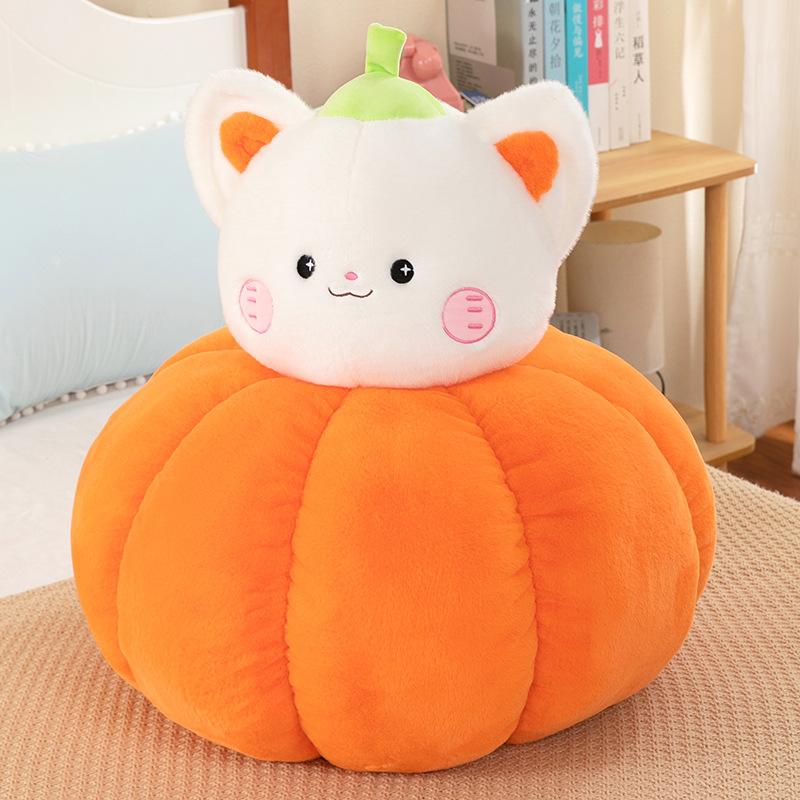Cute Pumpkin Cat Plush Toy Girl Birthday Gift Sleeping Pillow Fashion Home Decoration