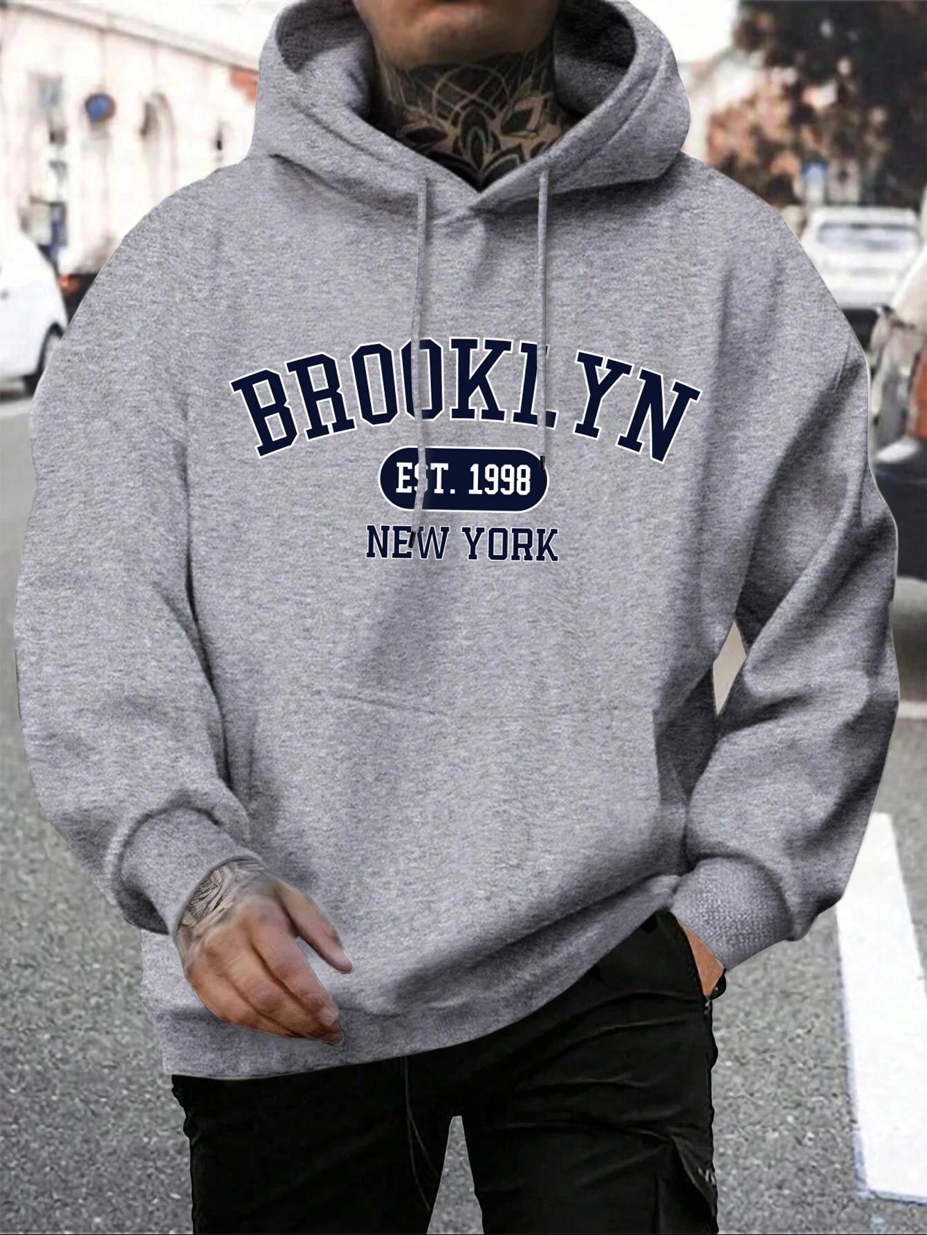 

Brooklyn Est 1998 New York Printing Men Hoodies Harajuku Crewneck Hoodie Fashion Oversize Hoody Autumn Comfortable Tracksuit S