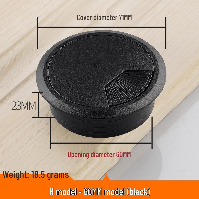 Round Plastic Cable Grommet Hole Cover for Office Desk - Sizes 50/60/65/80 Mm