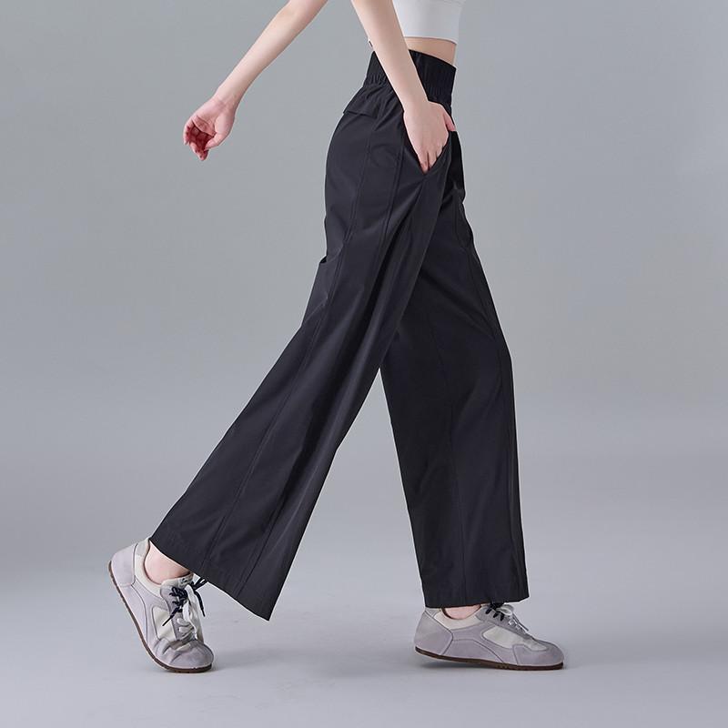 Elastic casual sports wide leg pants for women in summer 2025, thin, loose, fashionable, long leg pants