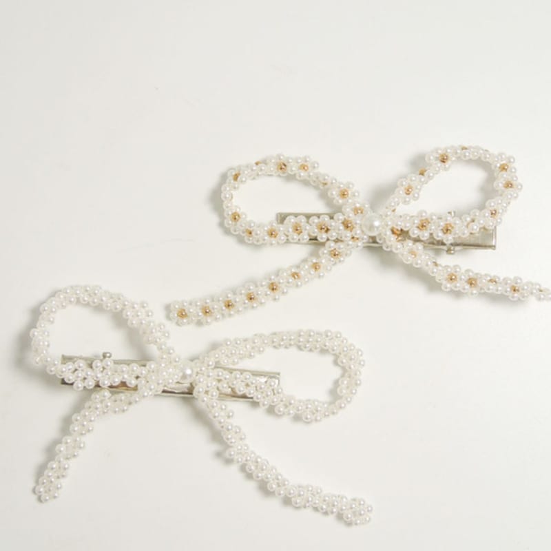 Objet213 Pearl Ribbon Hair Pin (2 Colors)