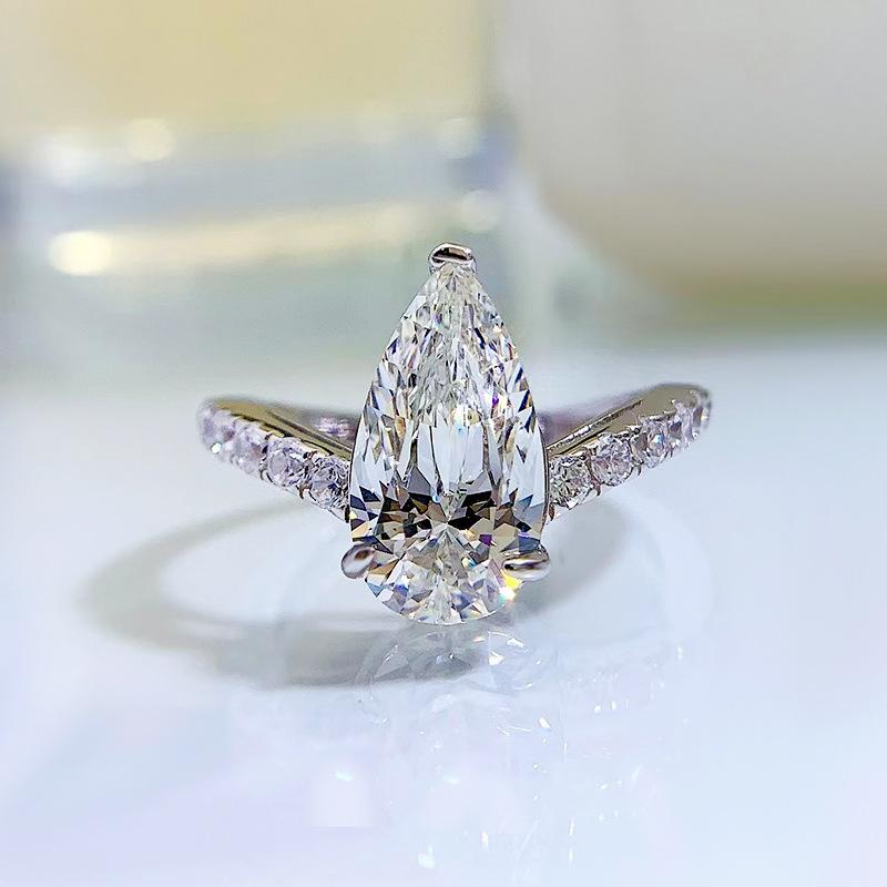 

Обручальное кольцо Hui Zhi Yi 2023 с бриллиантом высокой чистоты формы «груша» из серебра 925 пробы Size 6 белый