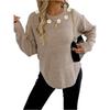 Women's T-Shirt Vintage Floral Print Round Neck Loose Long Sleeve Mid-Length Thumb Leak Top