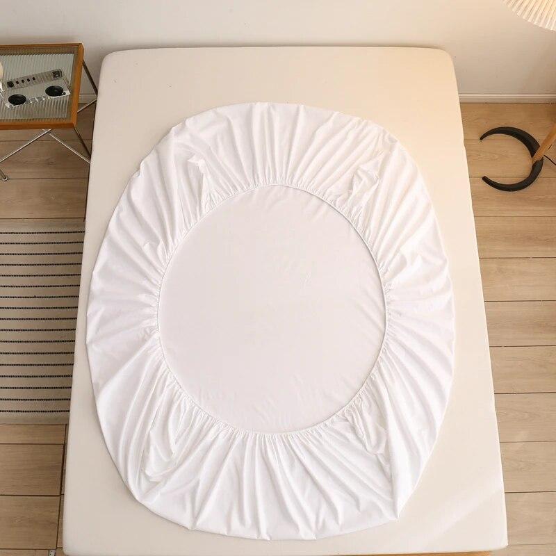 Skin Friendly Cotton Fitted Cover Sheet With Elastic Bands Mattress Cover Solid Color Fitted Sheet King Size Bed Sheet