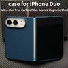 Nova Capa Magnética Ultra-fina de Fibra de Carbono Real e Aramida para iPhone Duo para Carregamento Sem Fio Magsafe Capa Protetora
