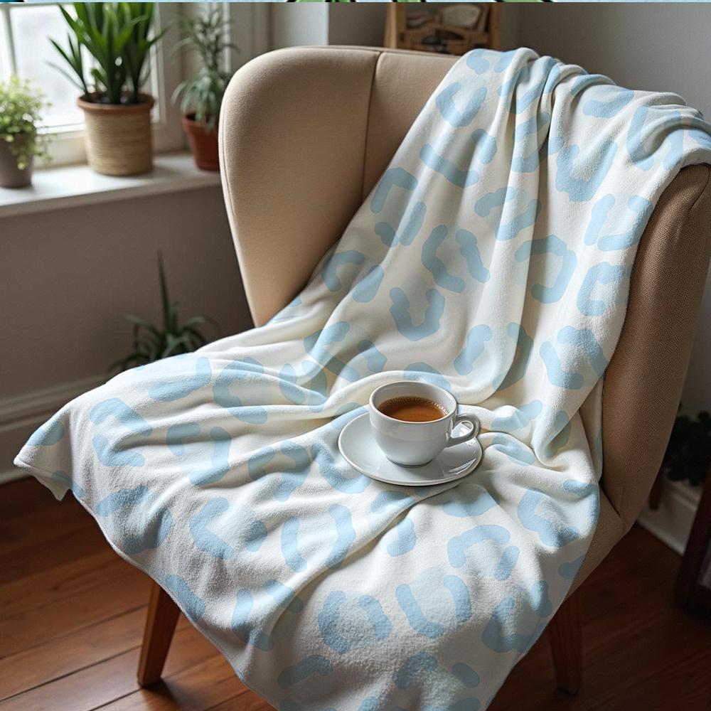 Light Blue Gingham Cherry Anime Cartoon Flannel Blanket Soft Warm Throw for Bedroom Sofa Car Kids Holiday Gift