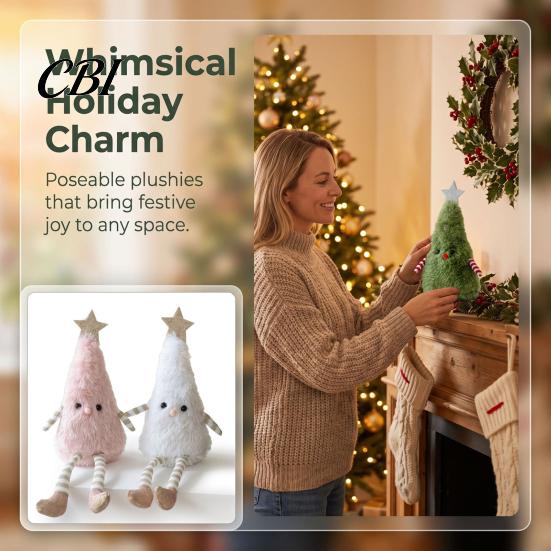 Christmas Tree Plush Doll Ornament with Dangling Legs, Cute Soft Stuffed Figure, Cozy Aesthetic Room Accents for Home Living Sofa And Party