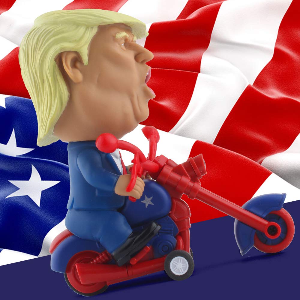 DINOBROS President Donald Trump 2024 Toy Figure Riding Bike Funny Rev Up Car Novelty Gag Gift for Trump Fans