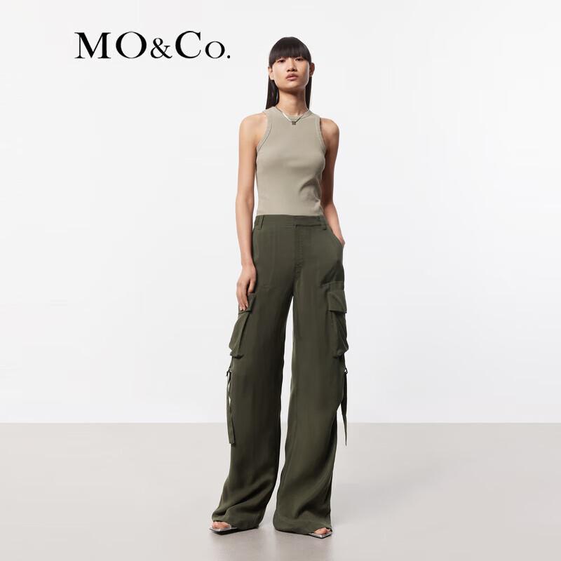 MO&Co. Matte Cupro Drawstring Cargo Pants
