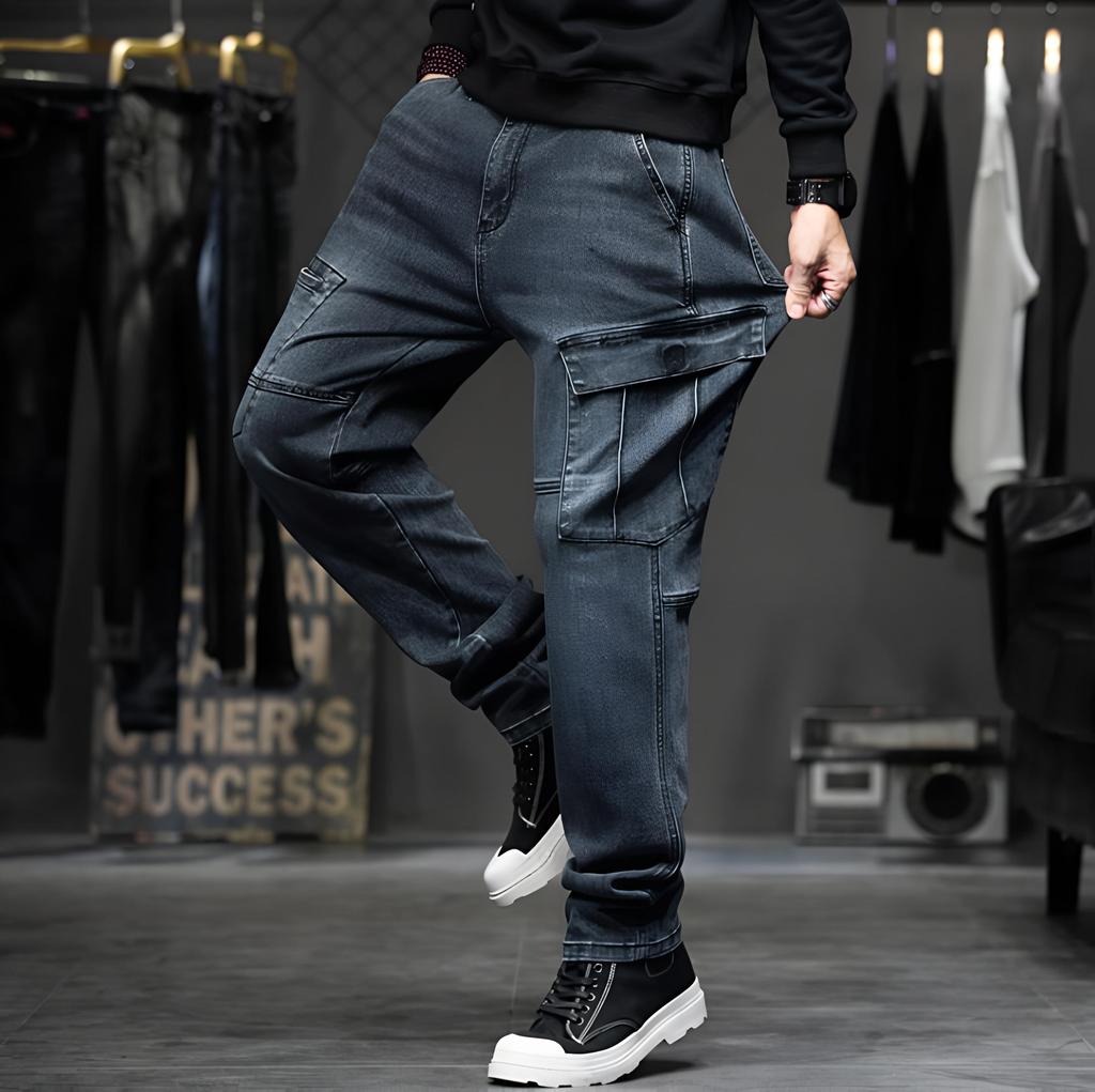 Große Größen Herren Frühling und Herbst Casual Denim Hosen