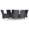 VidaXL 7-Piece Garden Dining Set Dark Grey Wicker, Outdoor Dining Set, Table and Chair 3156803