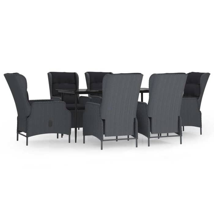 VidaXL 7-Piece Garden Dining Set Dark Grey Wicker, Outdoor Dining Set, Table and Chair 3156803