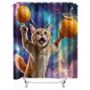 Cute Asian Cat Shower Curtain With Vibrant Orange Design - Perfect For Home Decor And Adding A Fun Touch To Your Bathroom