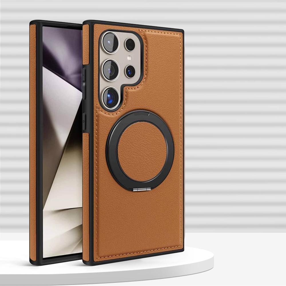 360° Rotation Stand Holder Leather Magnetic Case For Samsung Galaxy S26 S25 Ultra S24 S23 S22 Plus Wireless Charge Bumper Cover