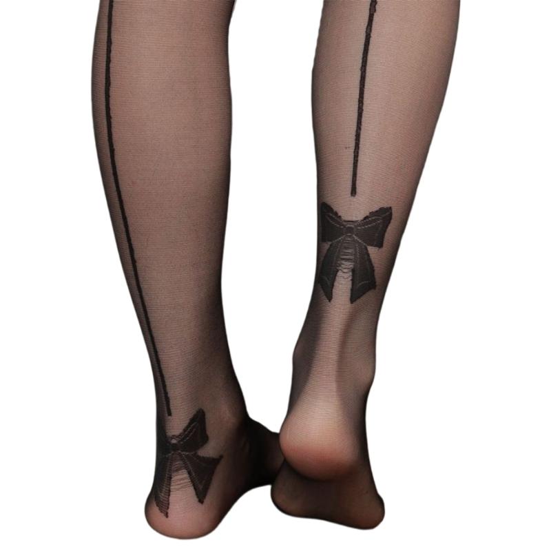 Shrimp Line Black Sheer Pantyhose High Elasticity Elegant Back Seam Seamed See Through Nylon Tights Stocking for Women