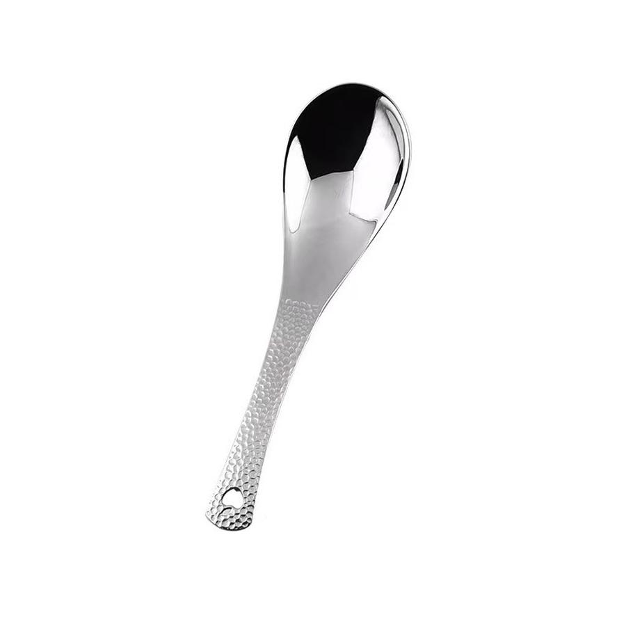5 pcs Retro Style Hammer Spoon Stainless Steel Textured Spoon Household Thickened Dinner Spoon Children's Eating Spoon High-Visuality Dessert Spoon