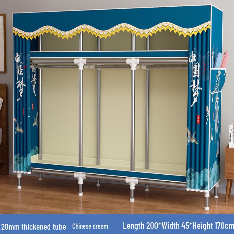 Thickened Steel Pipe Fabric Wardrobe for Dorm or Bedroom Storage