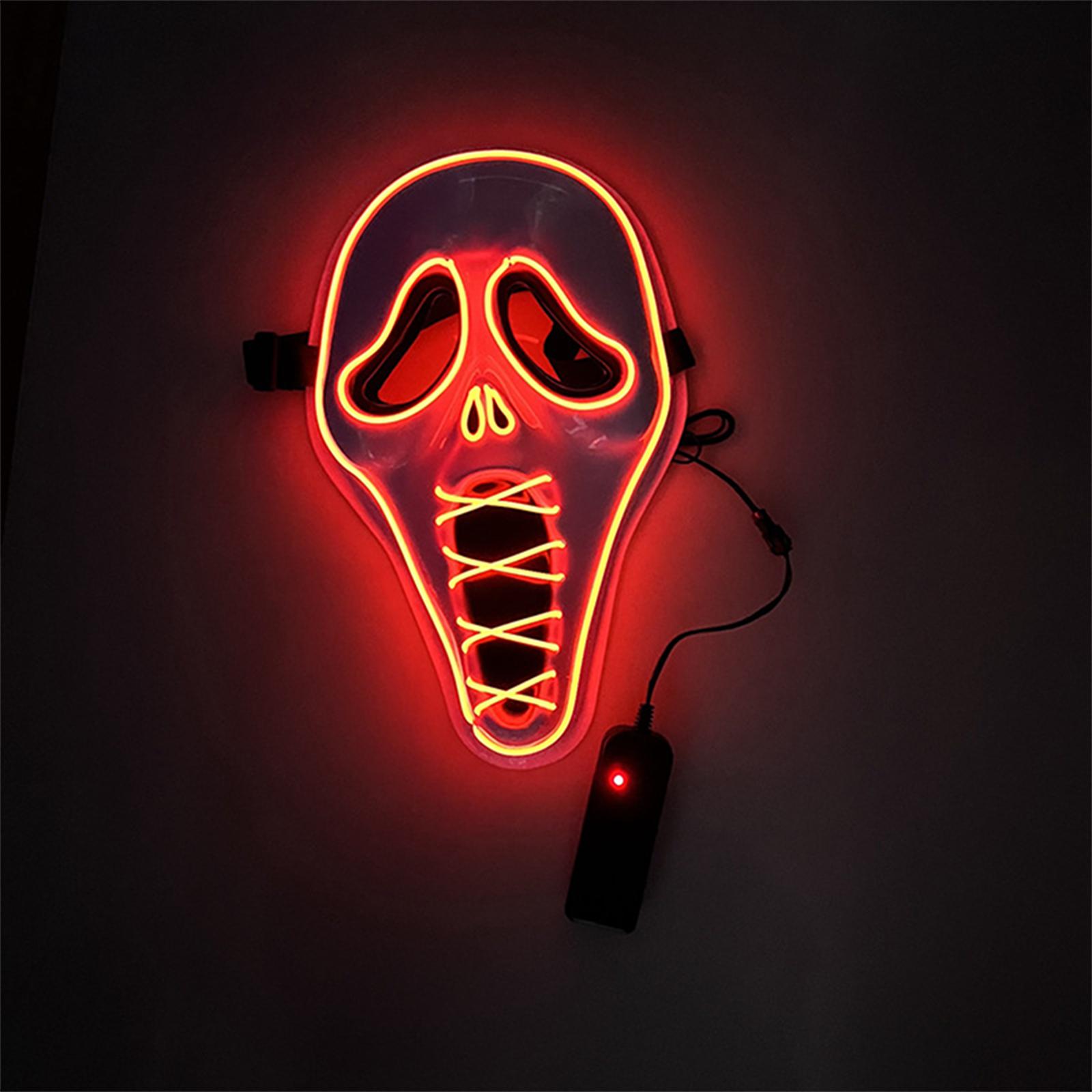 LED Luminous Mask Fluorescent Mask Party LED Horror Mask One Size красный