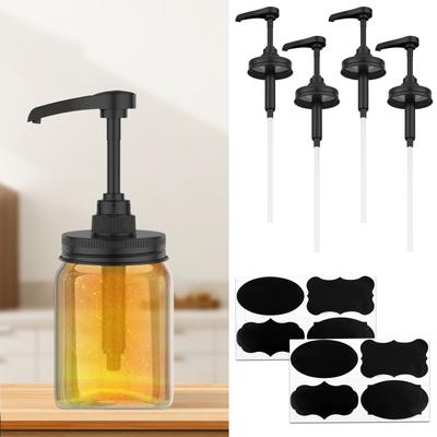 4 Pezzi Acciaio Inossidabile Barattolo Dispenser Sciroppo Pompa Tappo Facile da Installare Iniettore Dispenser Salsa al Miele Esterno Sciroppo Caffè