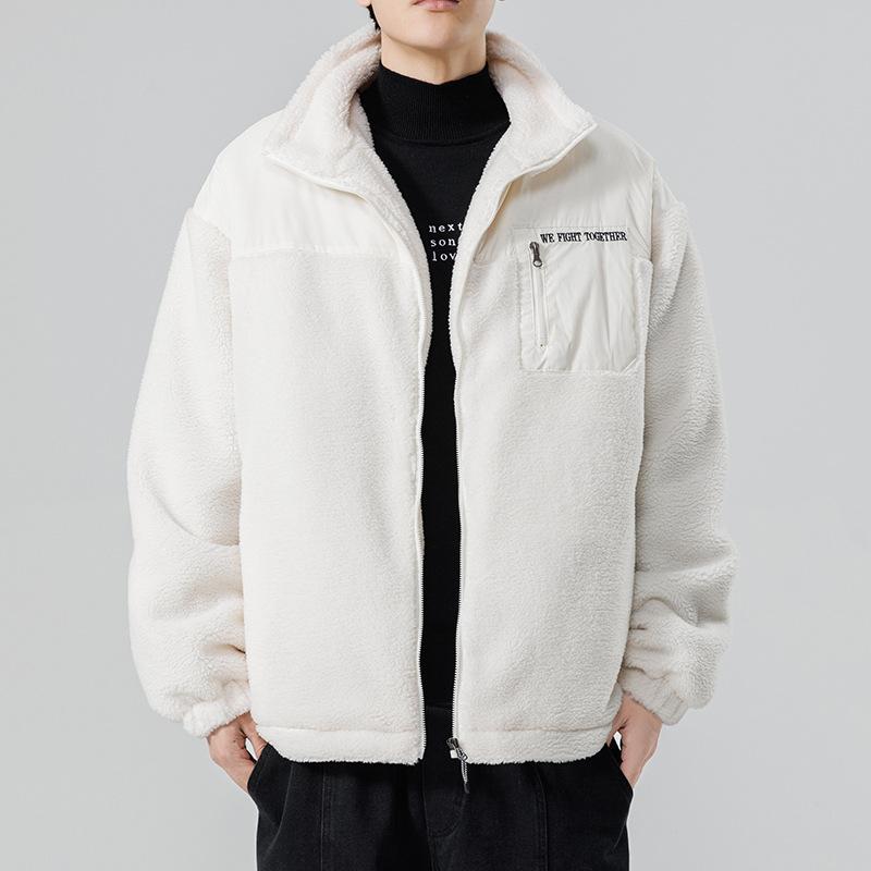 Thick Cotton-padded Jacket for Men's Autumn and Winter New Thickened Thermal Cotton Jacket for Men's Splicing Stand-up Collar Cotton Jacket
