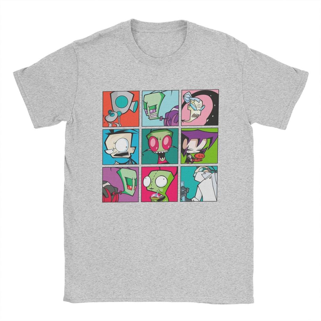 Funny Invader Zim Characters T-Shirt for Men Round Neck Pure Cotton T Shirt Short Sleeve Tees Adult Tops