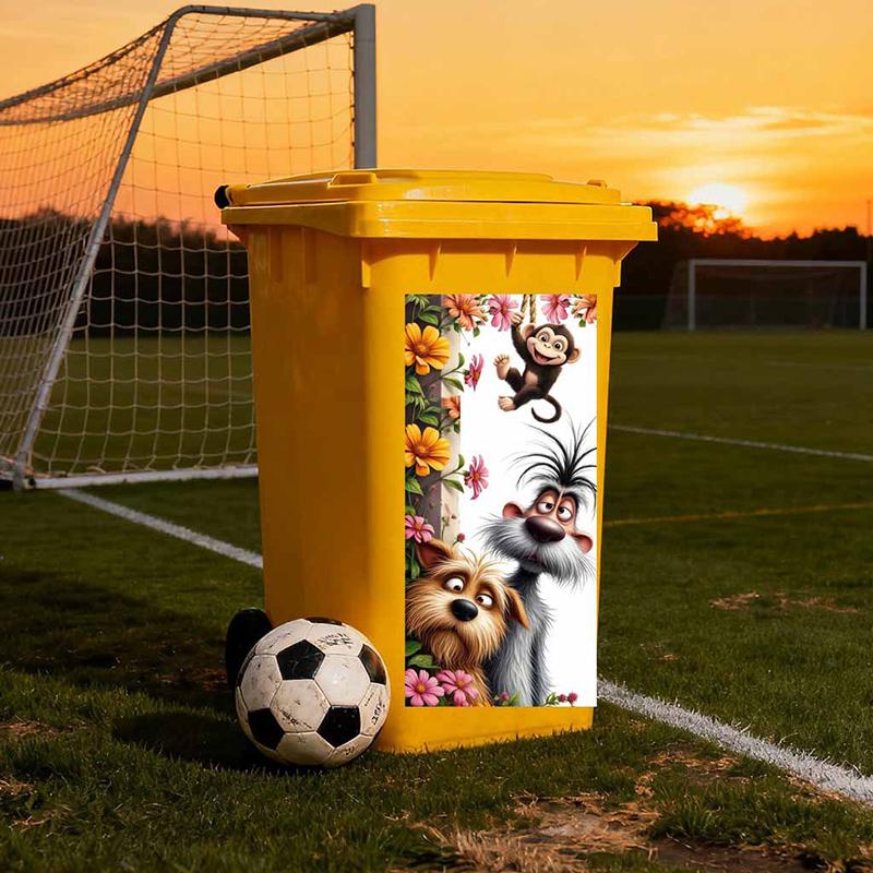Bidone dell'immondizia da esterno a prova di sole impermeabile in PVC con adesivo divertente Decorazione per la casa Decalcomanie Adesivi
