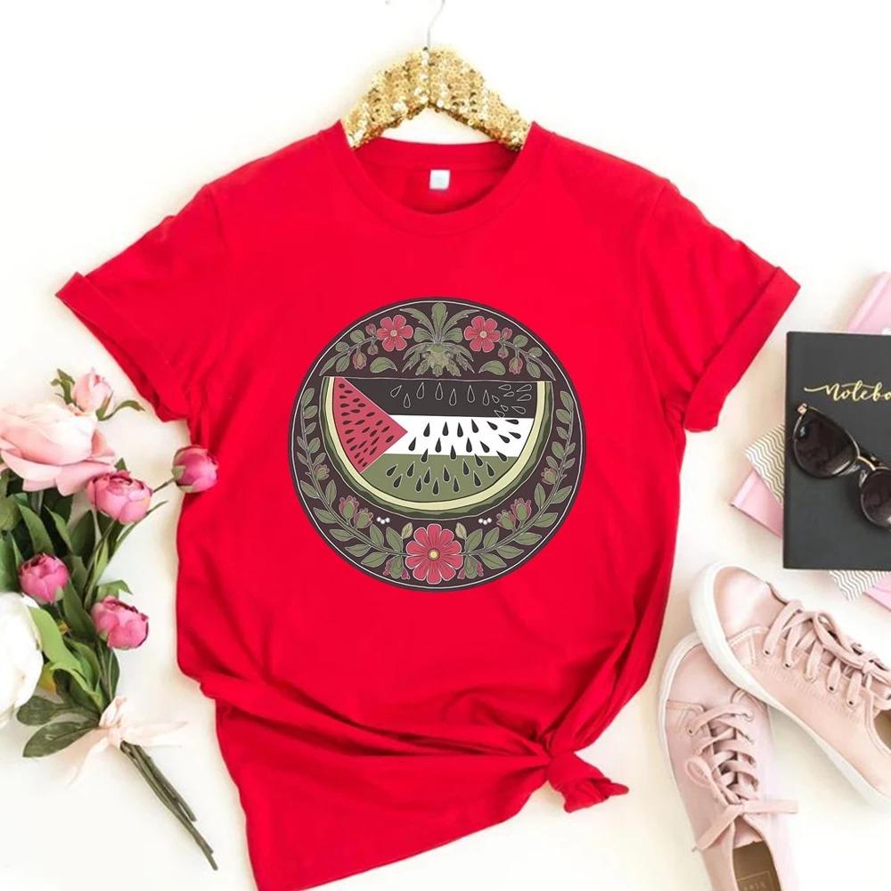 Watermelon Symbol Freedom T Shirt Human Rights T-shirt Peace and Love Tshirt Watermelon Flag Tees Unisex Short Sleeves Tops