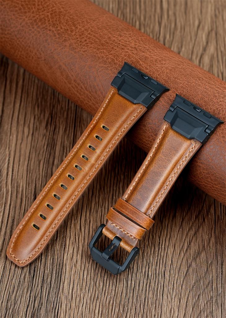 Ekte Lærreimer For Apple watch ultra 3 2 49mm 44mm 45mm 46mm NYtt Mekanisk Design-armbånd iWatch serie 11 10 9 8 7 6 5 SE